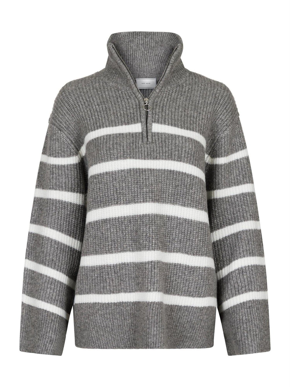 Nevena Stripe Knit Blouse Dark Grey/Off White | Genser | Smuk - Dameklær på nett