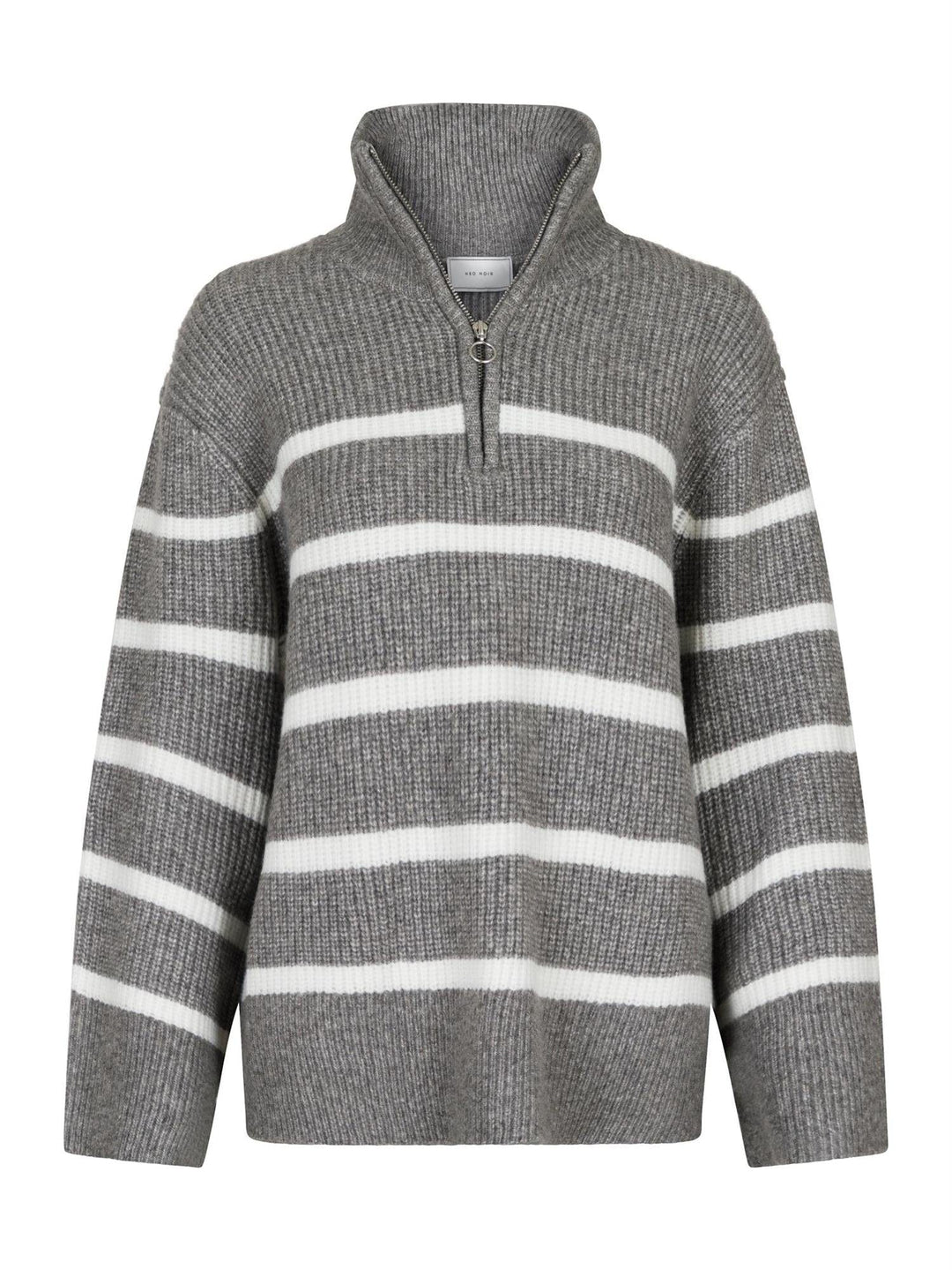 Nevena Stripe Knit Blouse Dark Grey/Off White | Genser | Smuk - Dameklær på nett