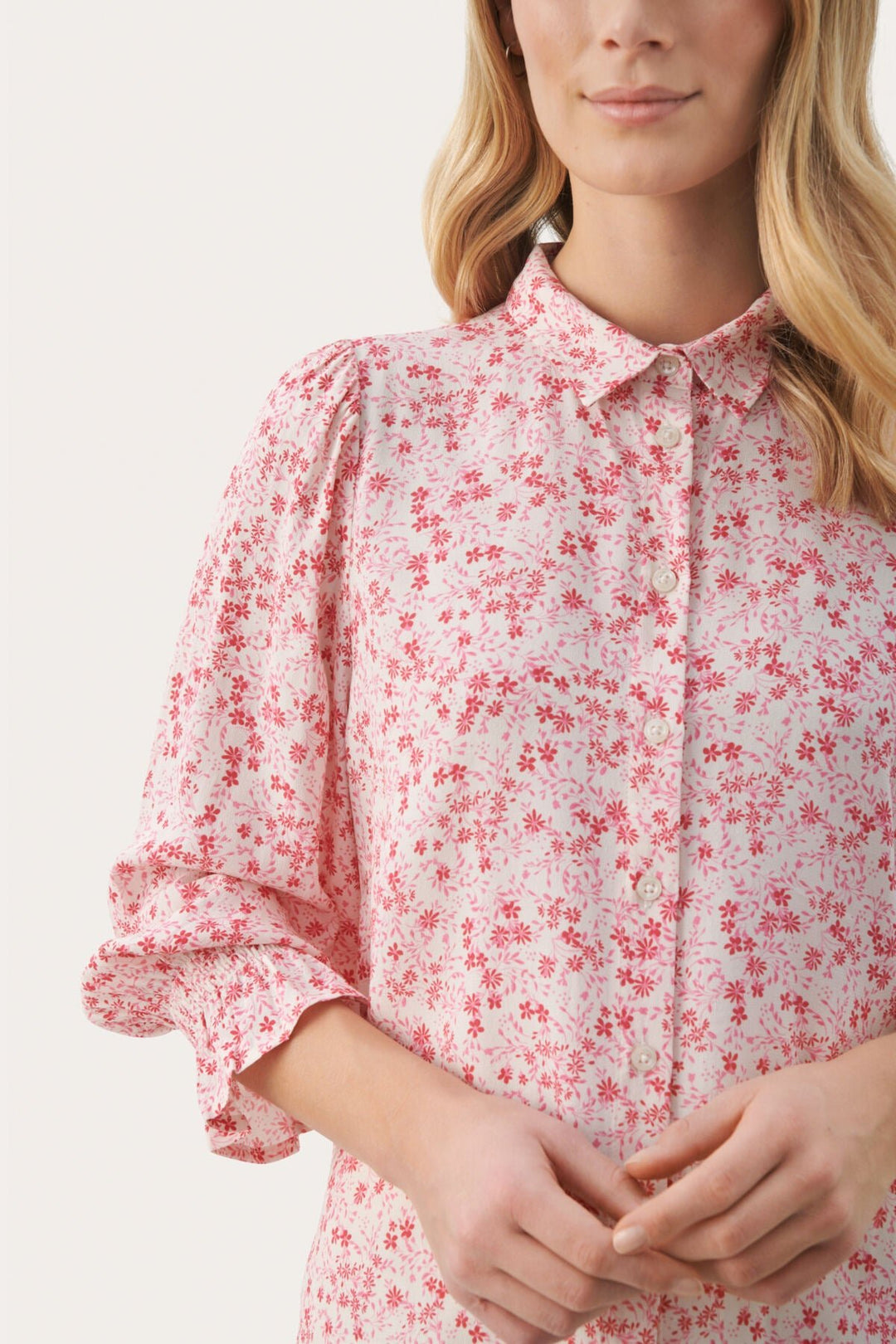 Nevinpw Shirt Claret Red Mini Flower | Skjorter og bluser | Smuk - Dameklær på nett