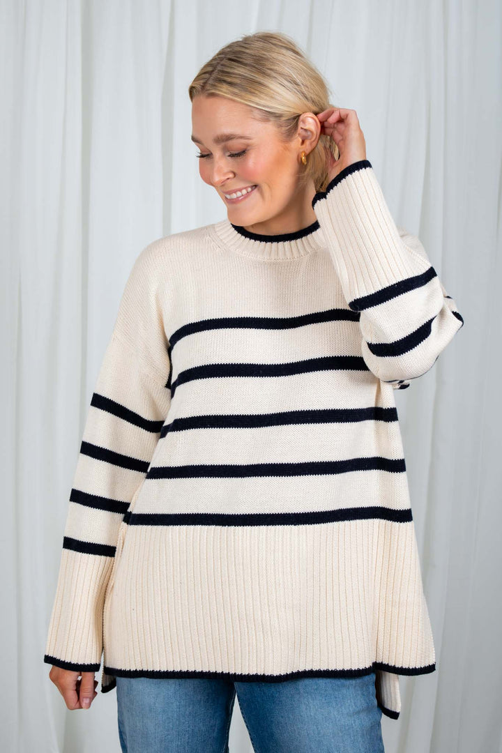 Noelinepw Pullover Navy Stripes | Genser | Smuk - Dameklær på nett
