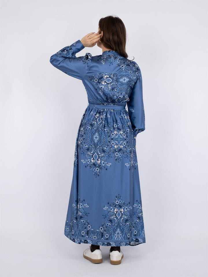 Nova Paisley Border Dress Dusty Blue | Kjoler | Smuk - Dameklær på nett