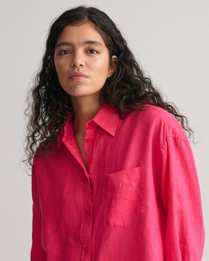 Os Linen Shirt Magenta Pink | Skjorter og bluser | Smuk - Dameklær på nett