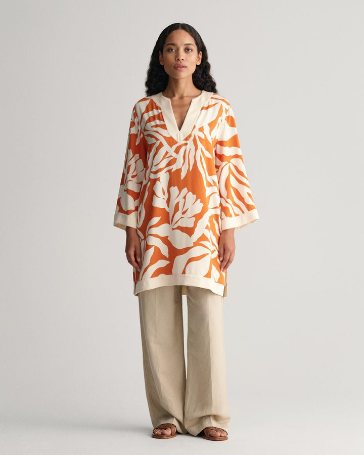 Palm Print Caftan Pumpkin Orange | Skjorter og bluser | Smuk - Dameklær på nett