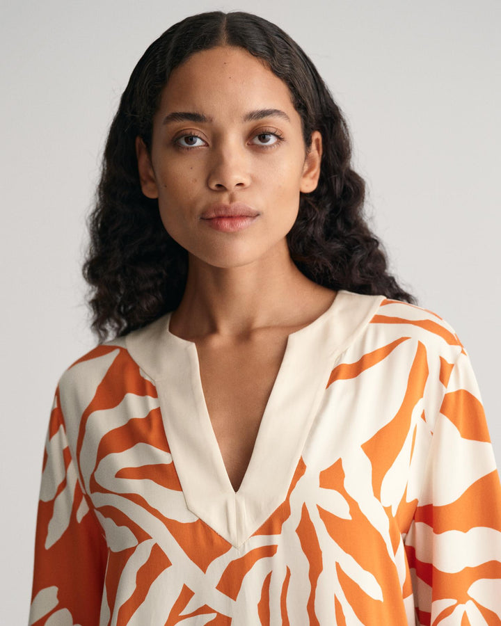 Palm Print Caftan Pumpkin Orange | Skjorter og bluser | Smuk - Dameklær på nett