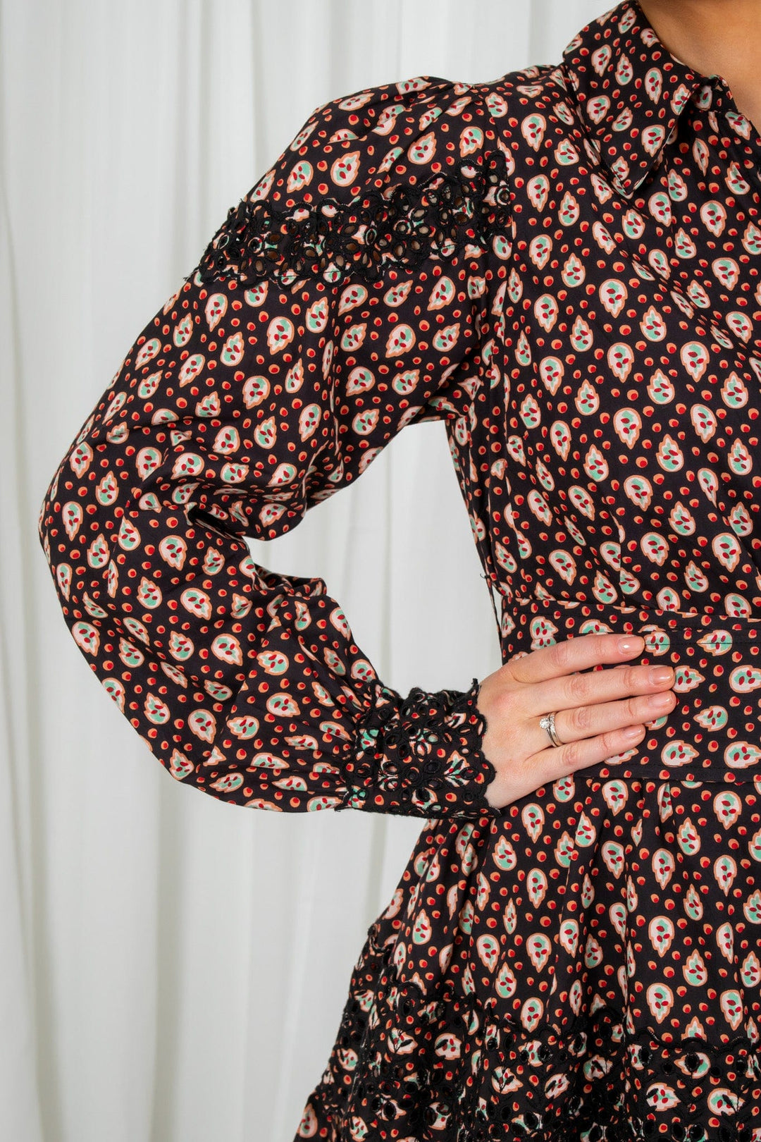 Poplin Button Down Shirt Dress Dotted Flowers | Kjoler | Smuk - Dameklær på nett