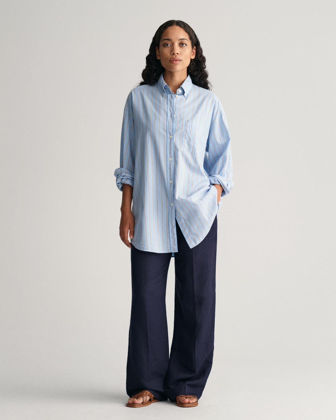 Relaxed Fit Linen Blend Pull-On Pants Evening Blue | Bukser | Smuk - Dameklær på nett