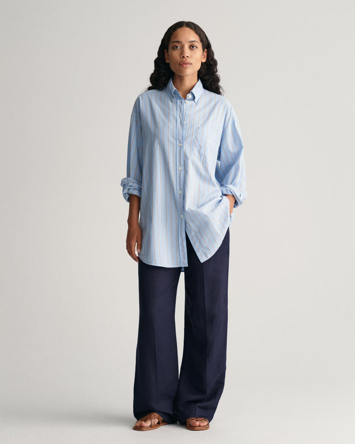 Relaxed Fit Linen Blend Pull-On Pants Evening Blue | Bukser | Smuk - Dameklær på nett