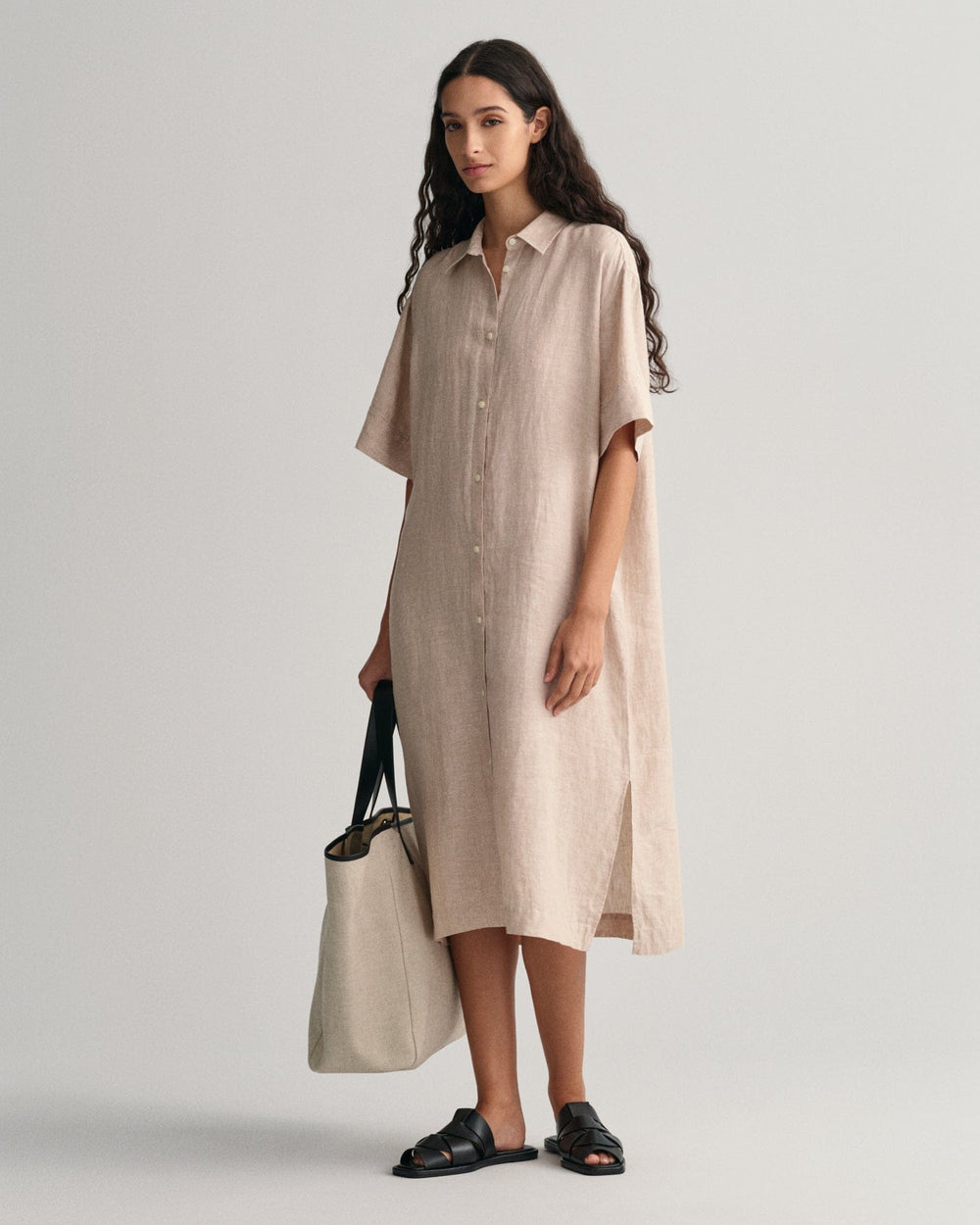 Relaxed Ss Linen Shirt Dress Horn Beige | Kjoler | Smuk - Dameklær på nett