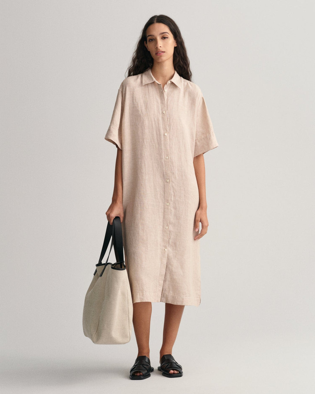 Relaxed Ss Linen Shirt Dress Horn Beige | Kjoler | Smuk - Dameklær på nett