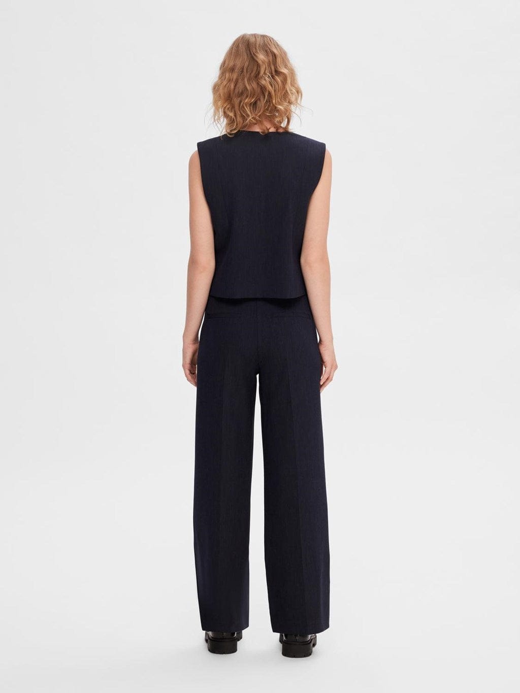 Rita Mw Wide Pant Dark Sapphire Melange | Bukser | Smuk - Dameklær på nett