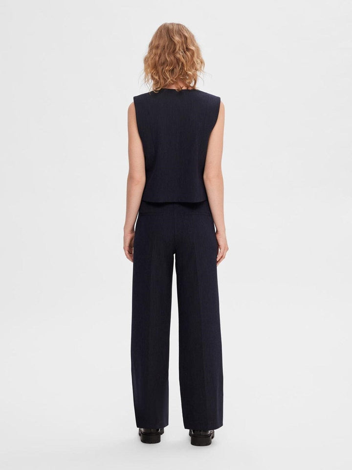 Rita Mw Wide Pant Dark Sapphire Melange | Bukser | Smuk - Dameklær på nett