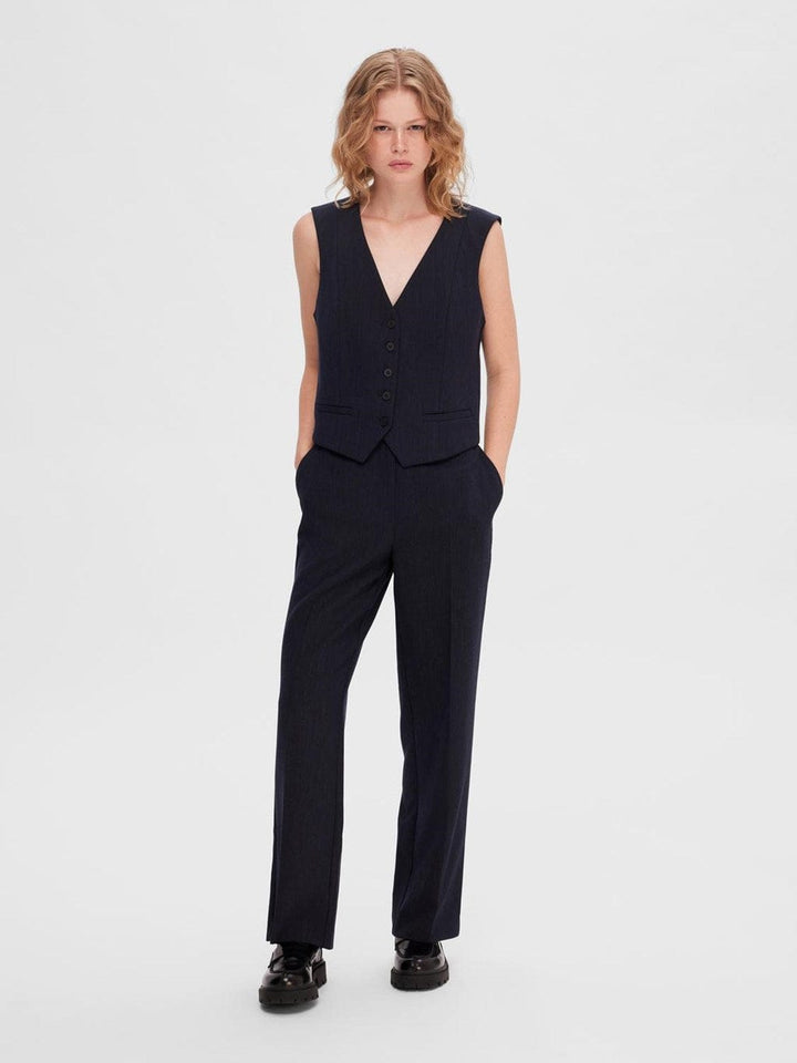 Rita Mw Wide Pant Dark Sapphire Melange | Bukser | Smuk - Dameklær på nett