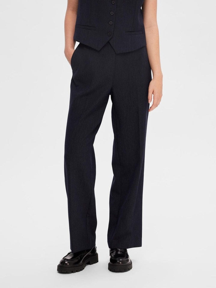 Rita Mw Wide Pant Dark Sapphire Melange | Bukser | Smuk - Dameklær på nett