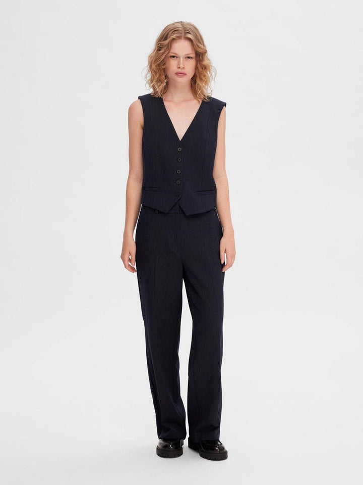 Rita Mw Wide Pant Dark Sapphire Melange | Bukser | Smuk - Dameklær på nett