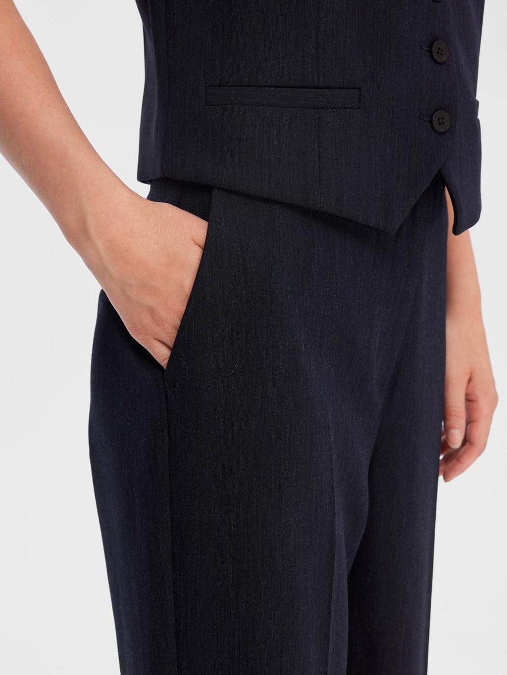 Rita Mw Wide Pant Dark Sapphire Melange | Bukser | Smuk - Dameklær på nett