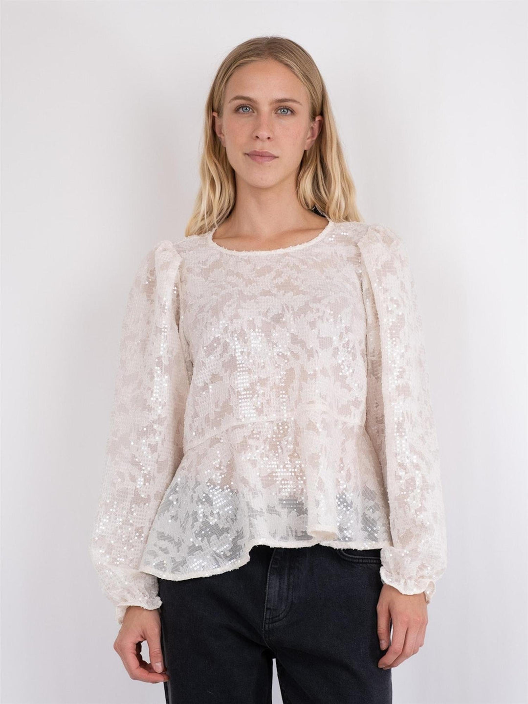 Rizzo Sequins Blouse Ivory | Skjorter og bluser | Smuk - Dameklær på nett