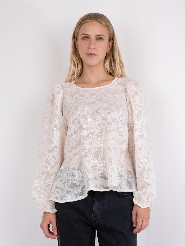 Rizzo Sequins Blouse Ivory | Skjorter og bluser | Smuk - Dameklær på nett