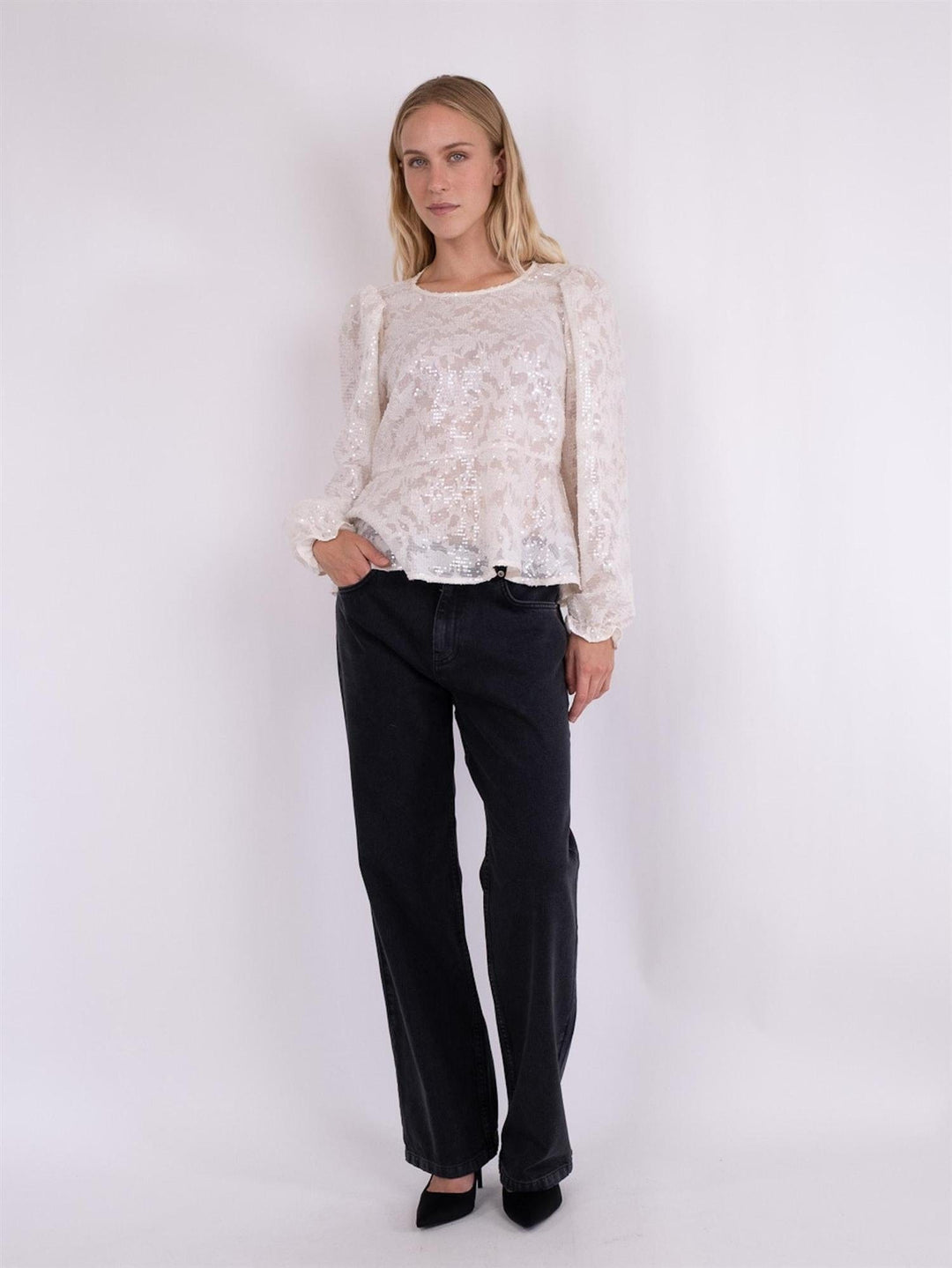 Rizzo Sequins Blouse Ivory | Skjorter og bluser | Smuk - Dameklær på nett