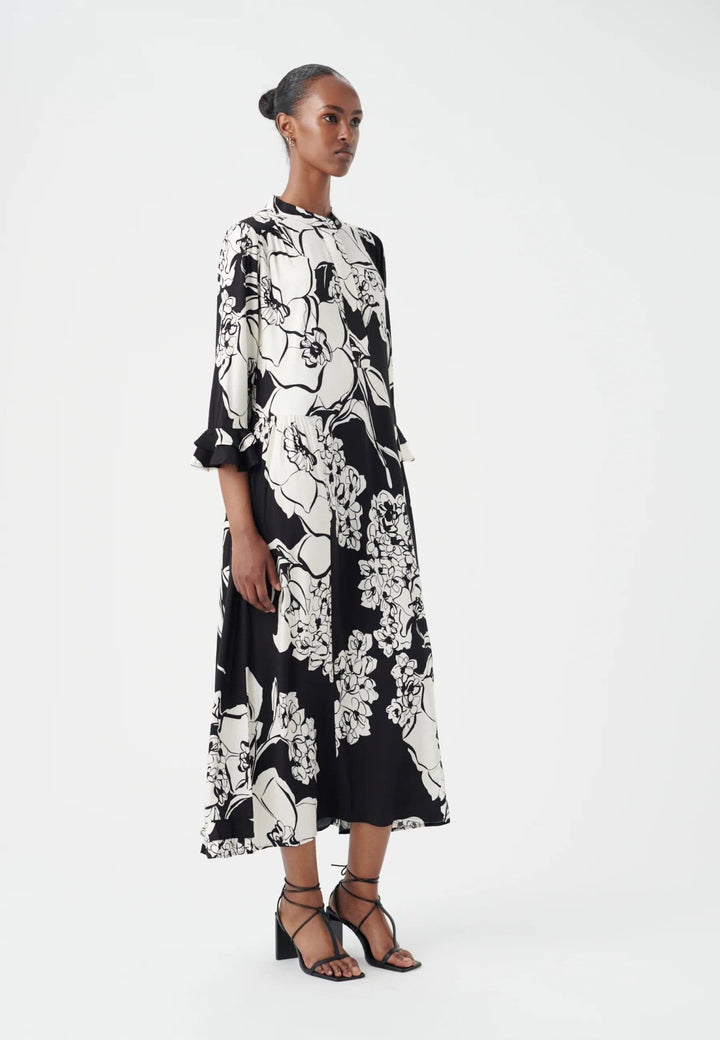 Rosanna (V) Dress Big Floral Coal | Kjoler | Smuk - Dameklær på nett