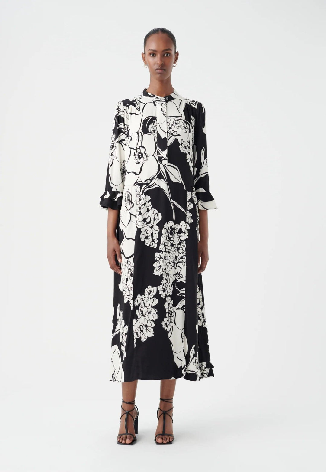 Rosanna (V) Dress Big Floral Coal | Kjoler | Smuk - Dameklær på nett