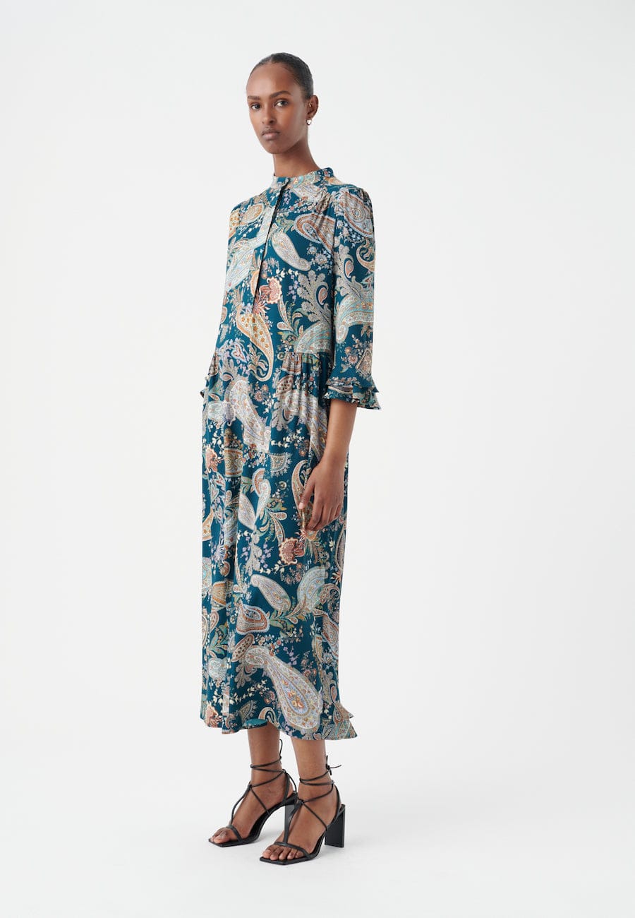 Rosanna (V) Dress Paisley Pine | Kjoler | Smuk - Dameklær på nett
