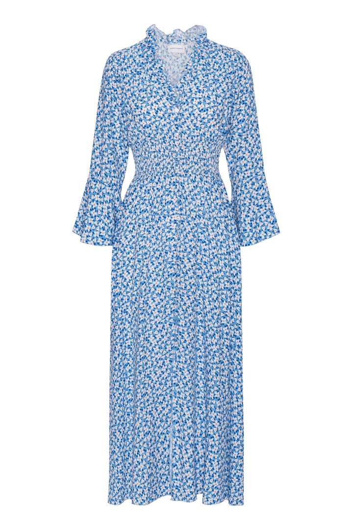 Sally Long Dress Blue White Flowers | Kjoler | Smuk - Dameklær på nett