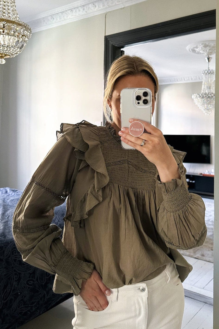 Sarna S Voile Blouse Smoke Green | Skjorter og bluser | Smuk - Dameklær på nett