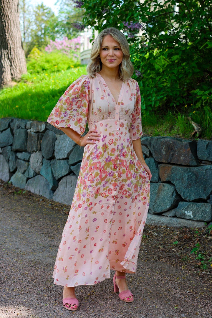 Satin Button Down Dress Blooming | Kjoler | Smuk - Dameklær på nett