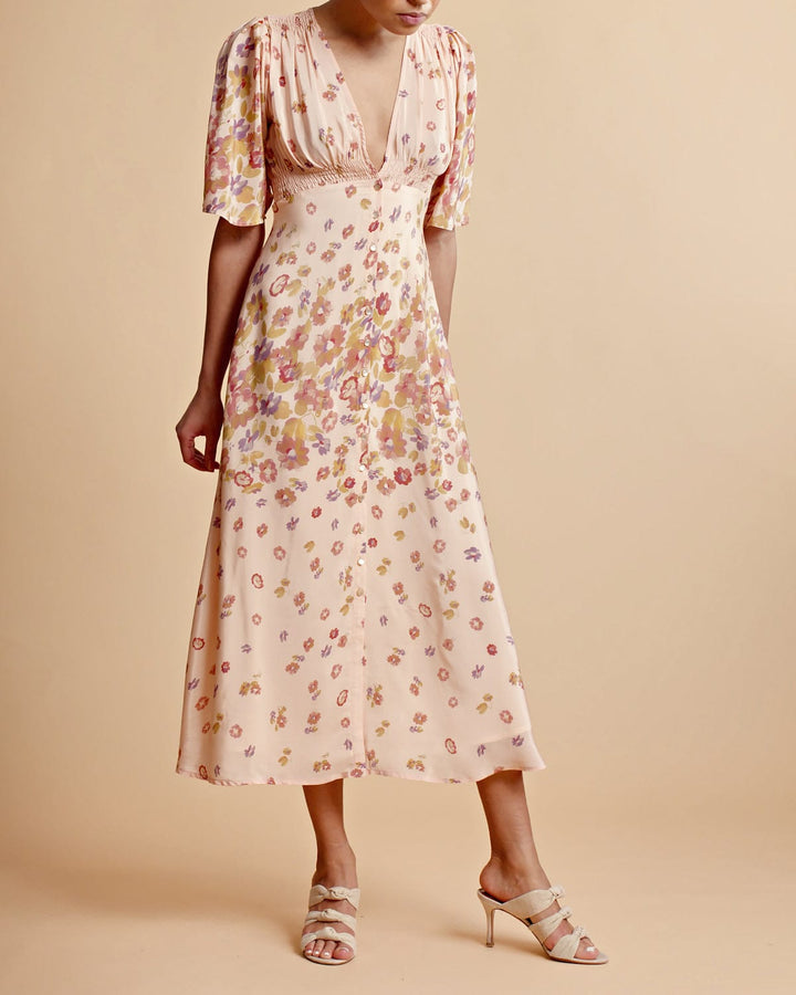Satin Button Down Dress Blooming | Kjoler | Smuk - Dameklær på nett