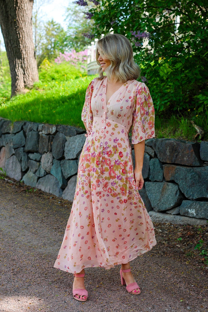 Satin Button Down Dress Blooming | Kjoler | Smuk - Dameklær på nett