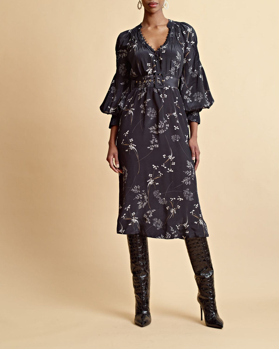 Satin Midi Dress Straws | Kjoler | Smuk - Dameklær på nett