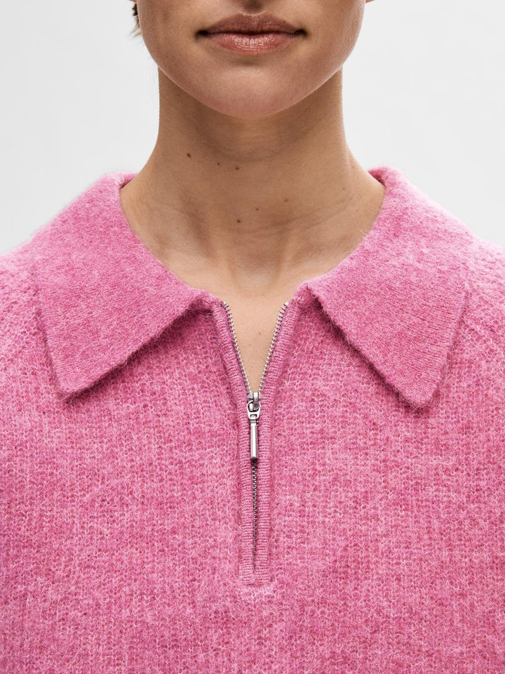 Sia-Mynte Ls Half Zip Knit Phlox Pink Melange | Genser | Smuk - Dameklær på nett