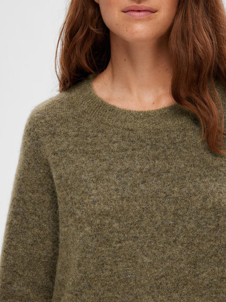 Sia Ras Frill Ls Knit Dress Dusky Green | Kjoler | Smuk - Dameklær på nett