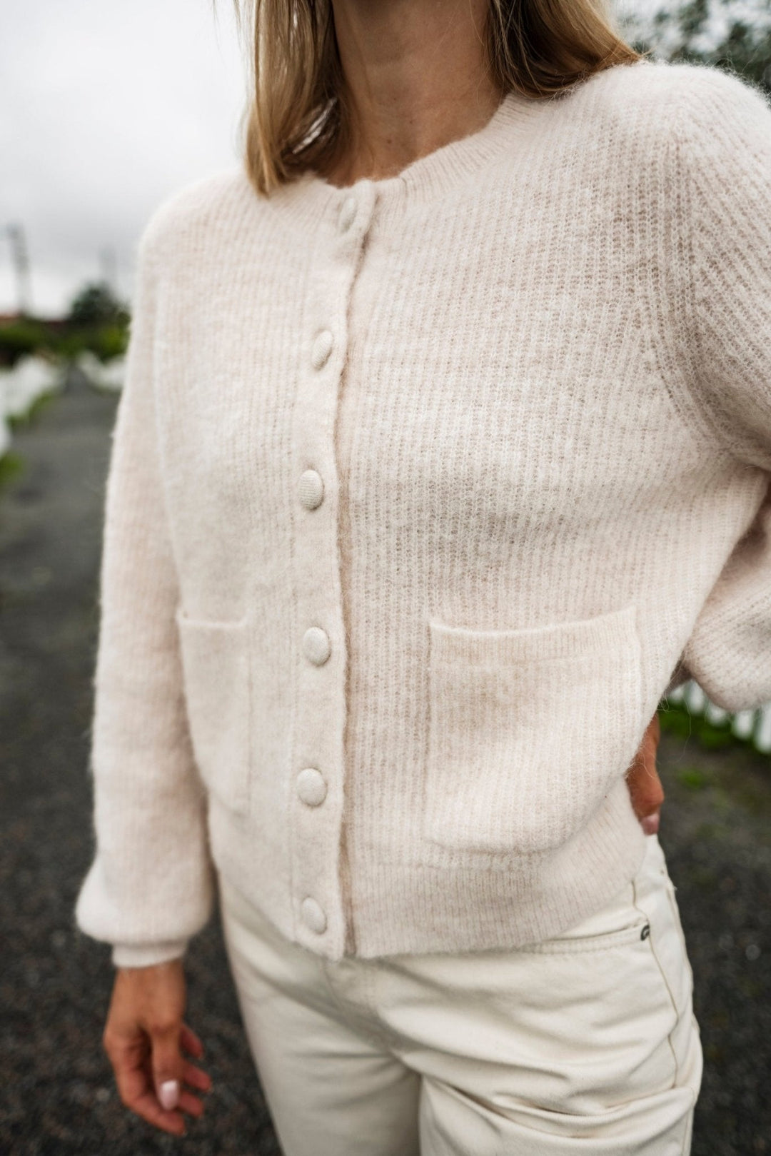 Sia Ras Ls Knit Pocket Cardigan Birch | Genser | Smuk - Dameklær på nett