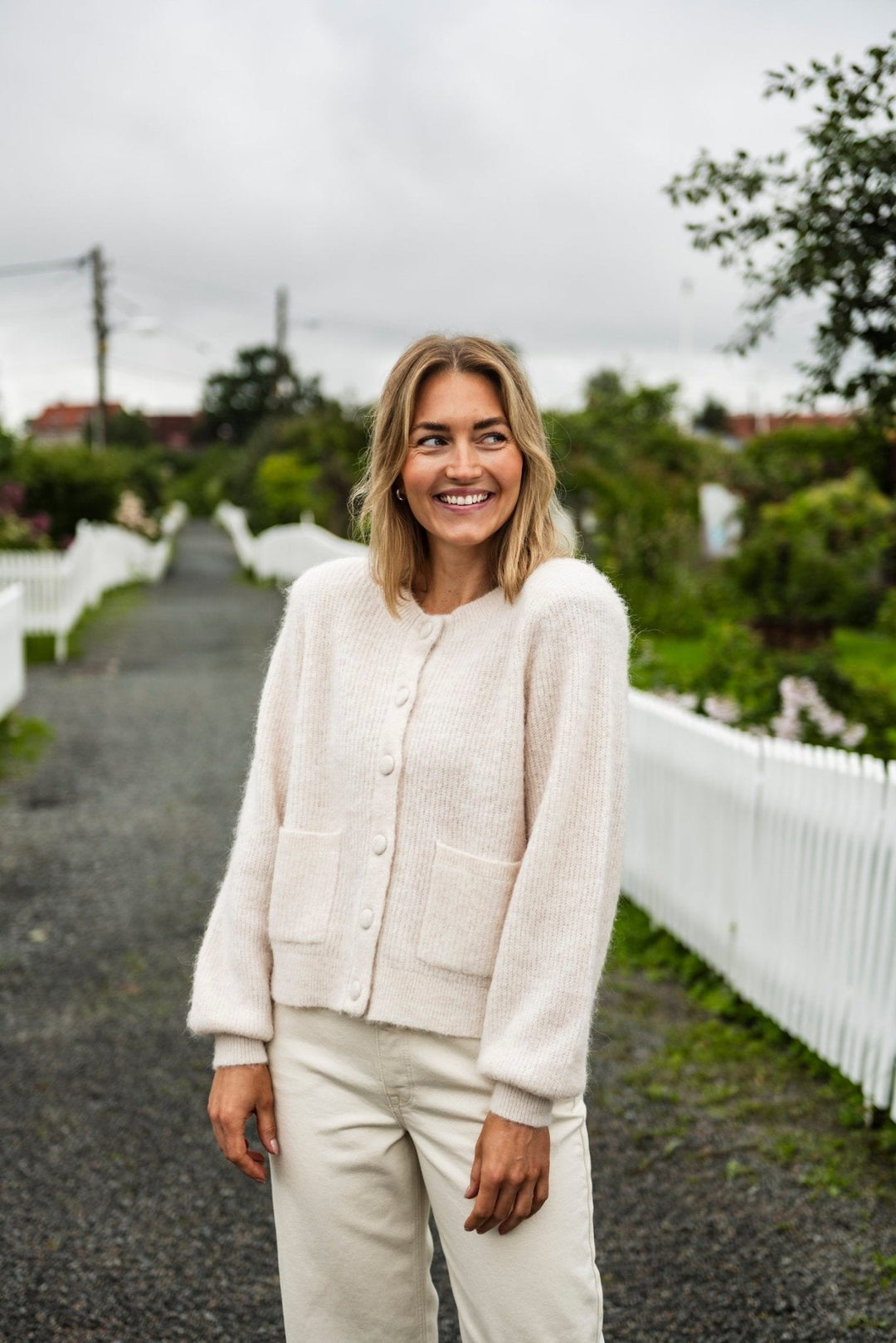Sia Ras Ls Knit Pocket Cardigan Birch | Genser | Smuk - Dameklær på nett