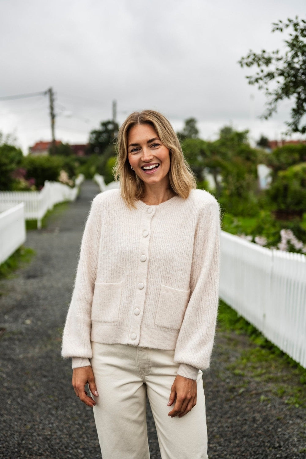 Sia Ras Ls Knit Pocket Cardigan Birch | Genser | Smuk - Dameklær på nett