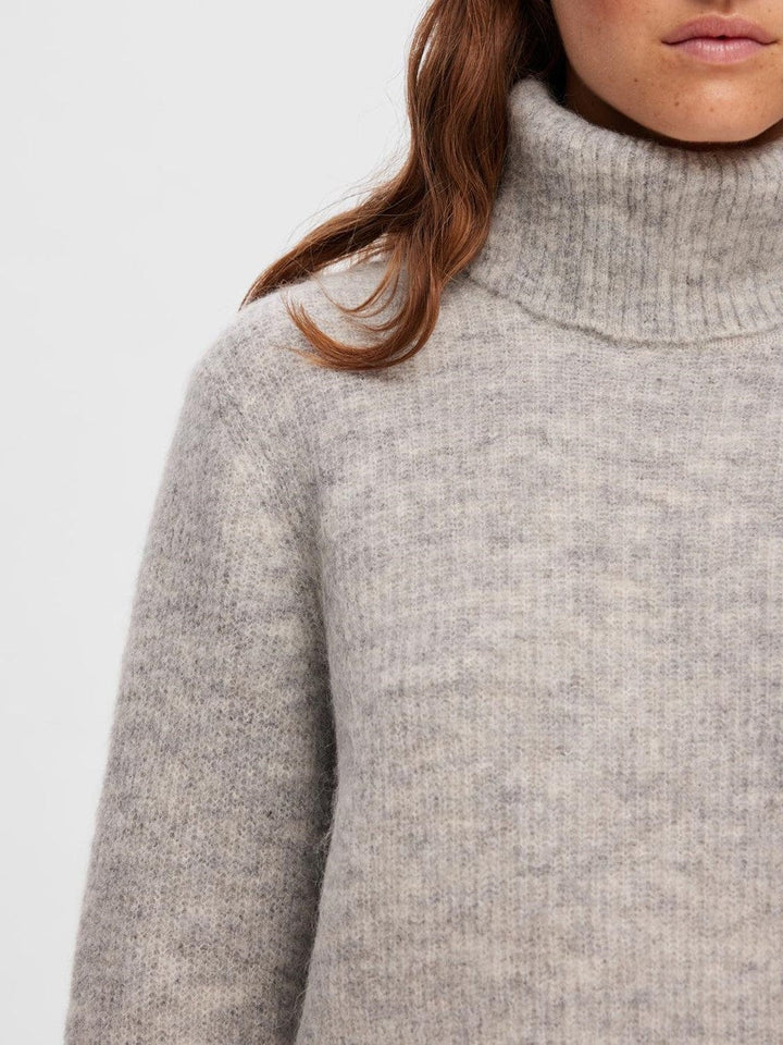 Sia Ras Ls Knit Rollneck Light Grey Melange | Genser | Smuk - Dameklær på nett