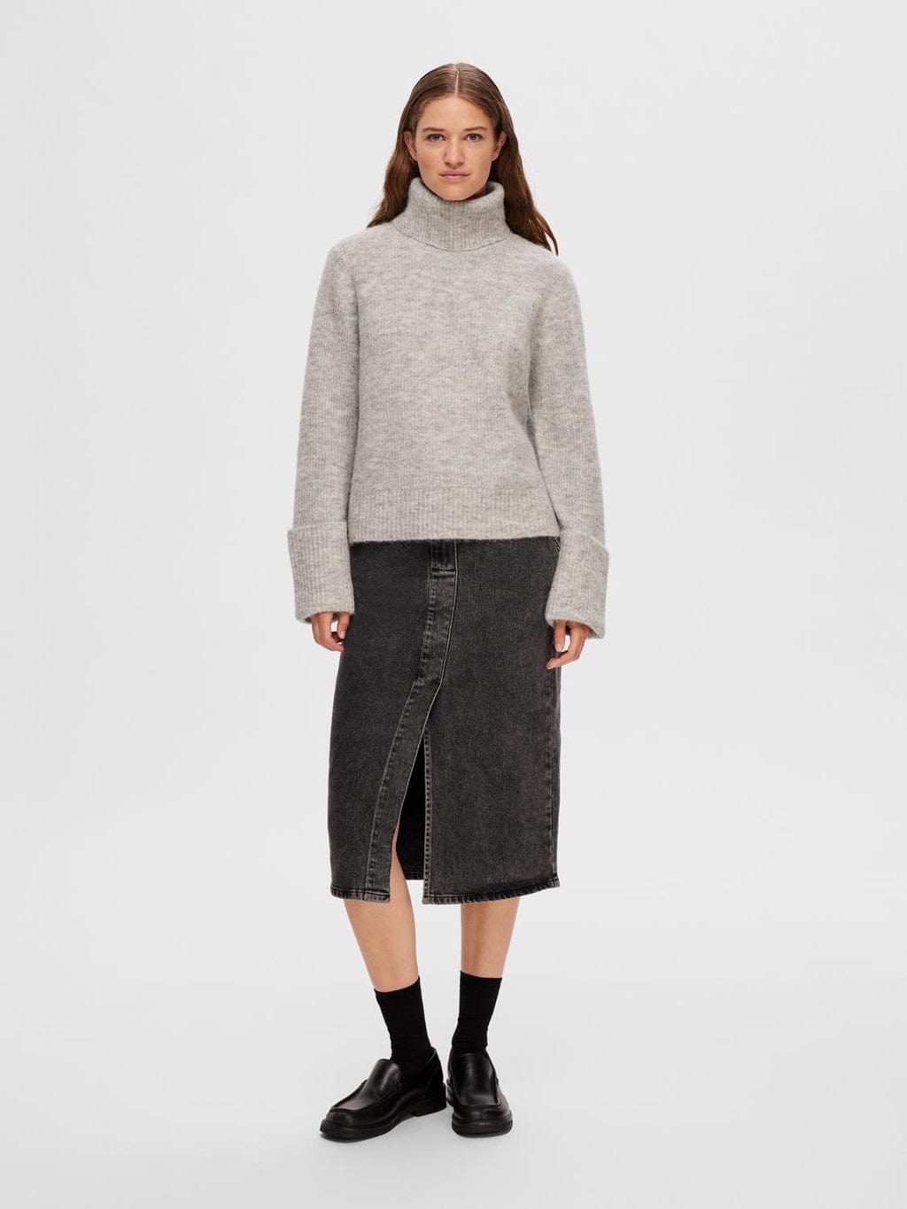 Sia Ras Ls Knit Rollneck Light Grey Melange | Genser | Smuk - Dameklær på nett