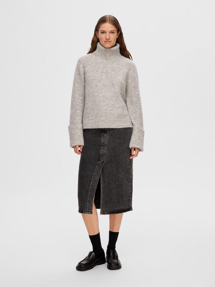 Sia Ras Ls Knit Rollneck Light Grey Melange | Genser | Smuk - Dameklær på nett