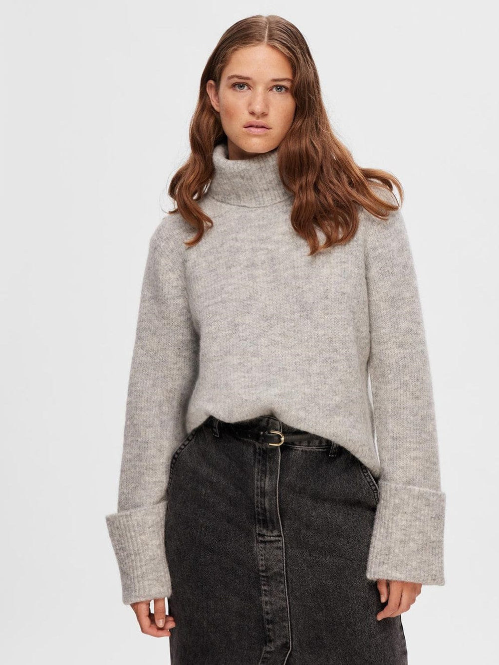Sia Ras Ls Knit Rollneck Light Grey Melange | Genser | Smuk - Dameklær på nett