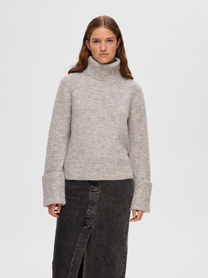 Sia Ras Ls Knit Rollneck Light Grey Melange | Genser | Smuk - Dameklær på nett