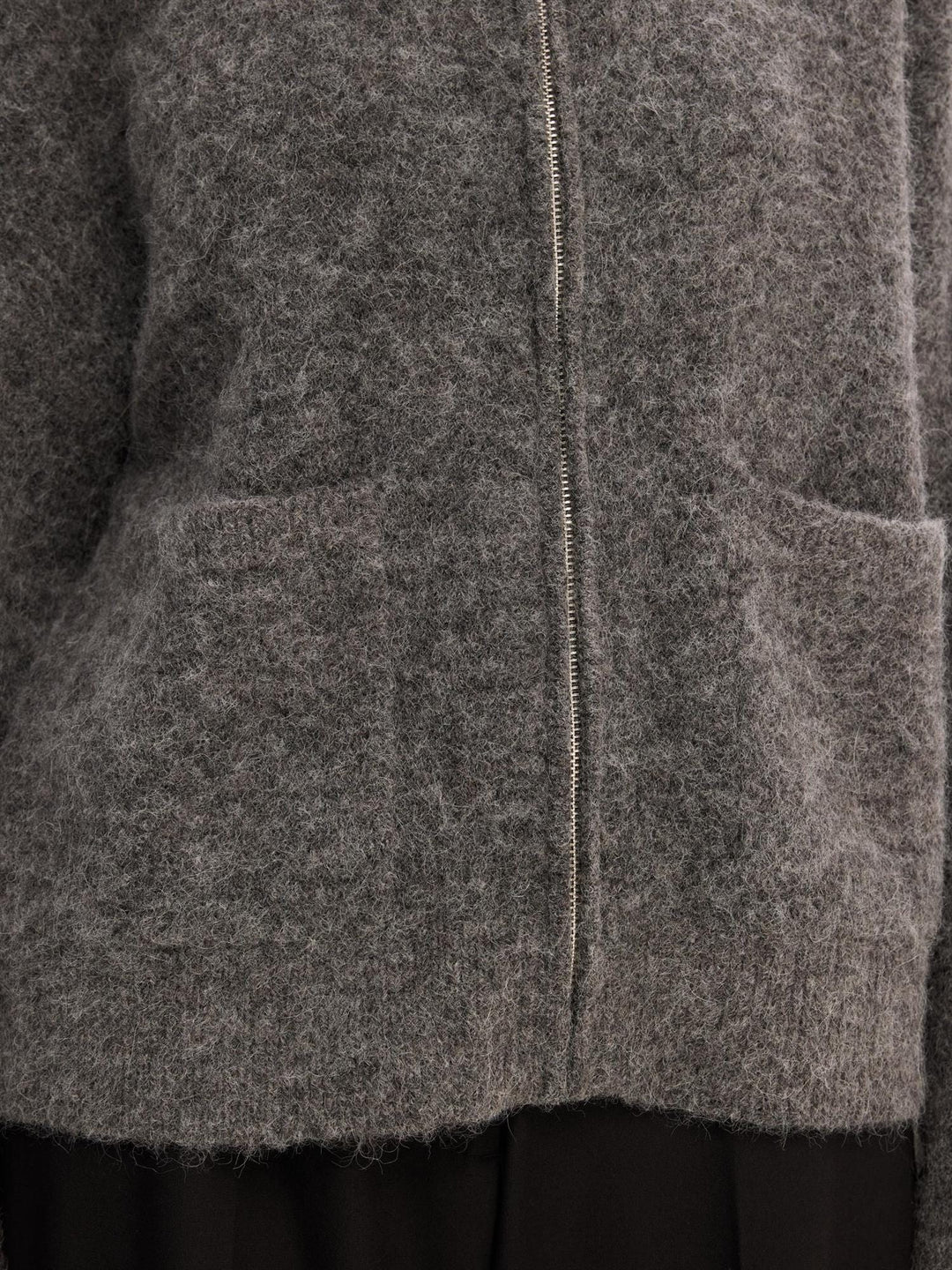 Sia Ras Ls Knit Zipper Cardigan Medium Grey Melange | Genser | Smuk - Dameklær på nett