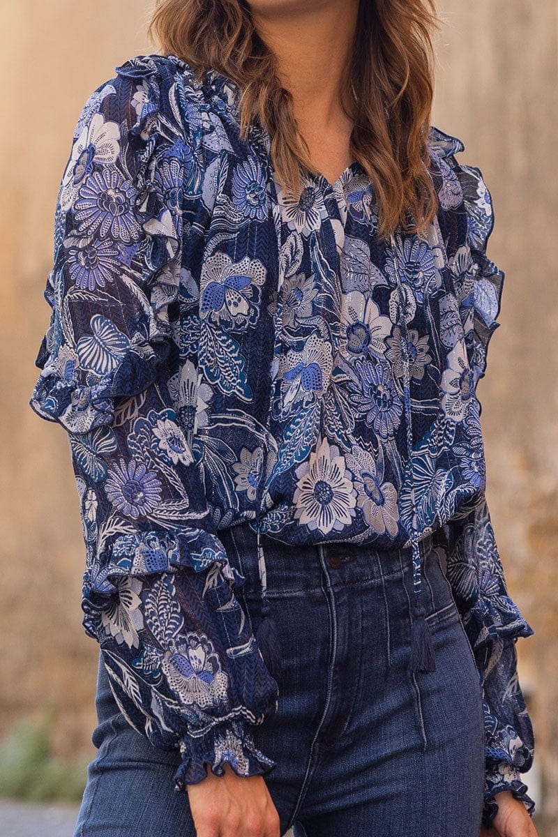 Silvia Blouse Navy | Skjorter og bluser | Smuk - Dameklær på nett