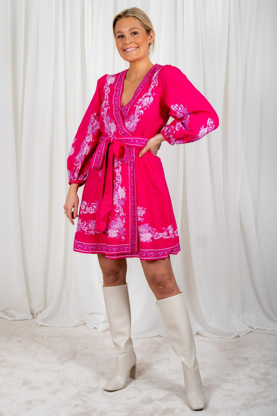 Simona Mini Dress Pink Print | Kjoler | Smuk - Dameklær på nett
