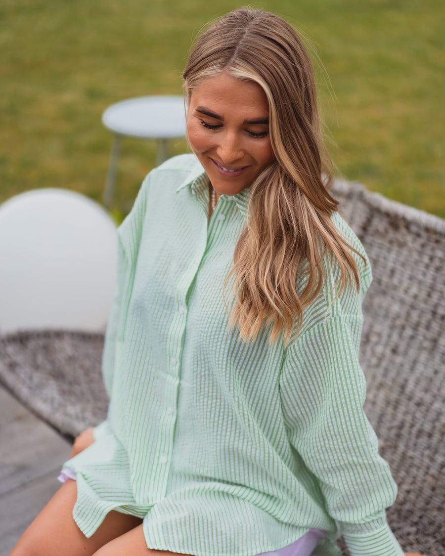 Sonja Seersucker Green | Skjorter og bluser | Smuk - Dameklær på nett