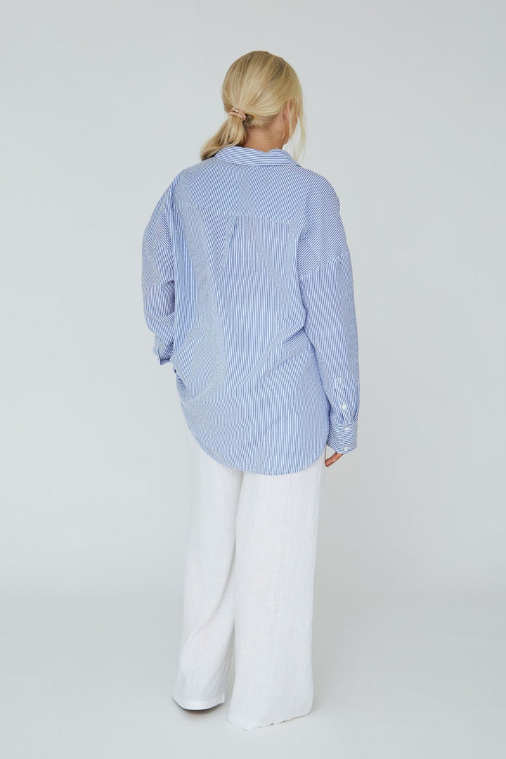 Sonja Shirt Navy/White | Skjorter og bluser | Smuk - Dameklær på nett