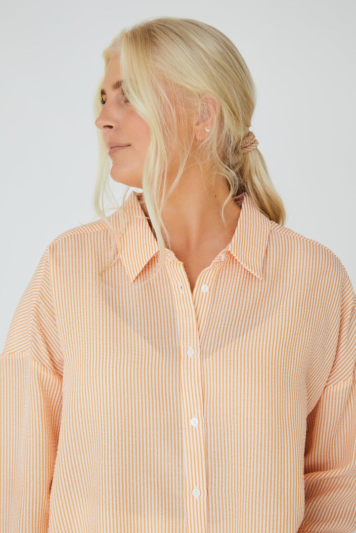 Sonja Shirt Orange/White | Skjorter og bluser | Smuk - Dameklær på nett