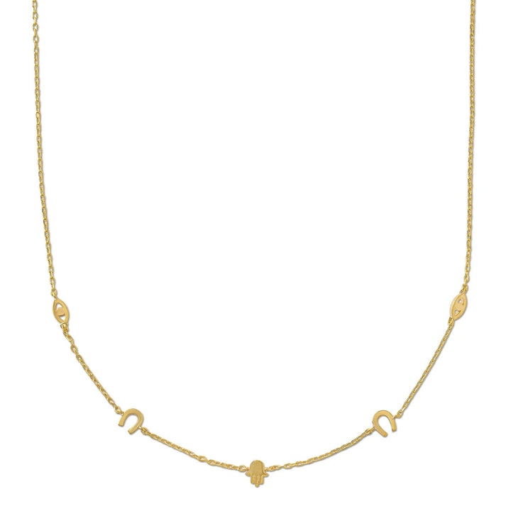 Spiritual Charm Stationed Necklace 15" Pale Gold | Accessories | Smuk - Dameklær på nett