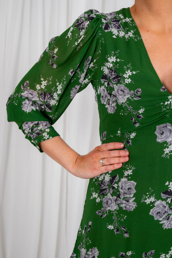 Spring Mini Dress Green Rose | Kjoler | Smuk - Dameklær på nett