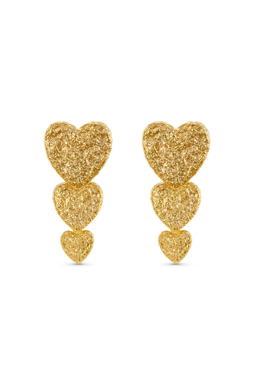 Statement Textured Heart Drop Earrings Pale Gold | Accessories | Smuk - Dameklær på nett